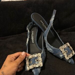 Dolce & Gabbana Blue Crystal Embellished Heels